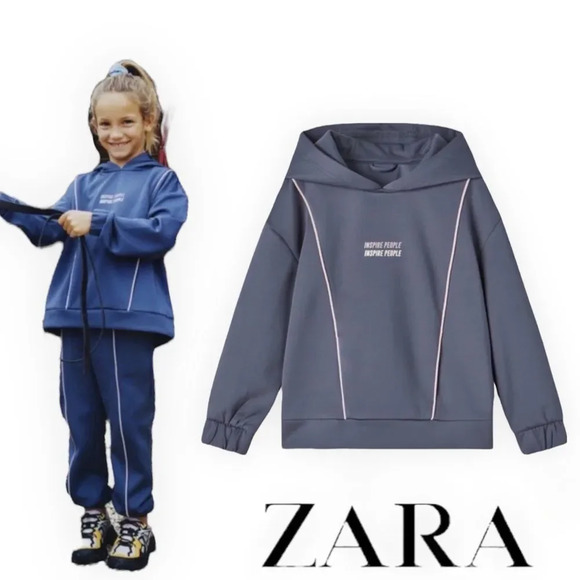 ZARA Kids | Blue-Gray | NEOPRENE SPORTY SWEATSHIRT - Picture 1 of 8